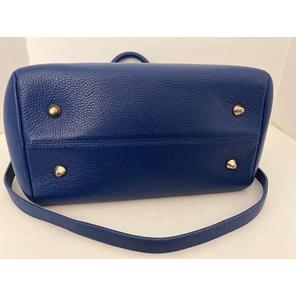 Onna Ehrlich Blue Pebbled Leather Handbag CB Gold Hardware Tassel Zip Close NEW - Picture 7 of 14